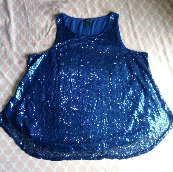 Rue21 Tops - Rue 21 Royal Blue Sequin Tank Top Plus Size 3X